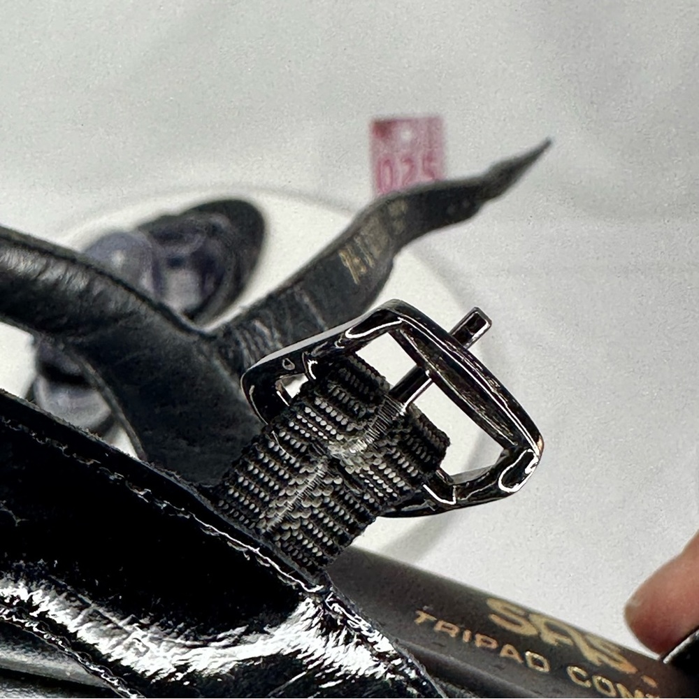 NW/OT SAS Tripad Comfort Strippy Black Patent Sandal Size 9.5 Slim - Picture 7 of 16